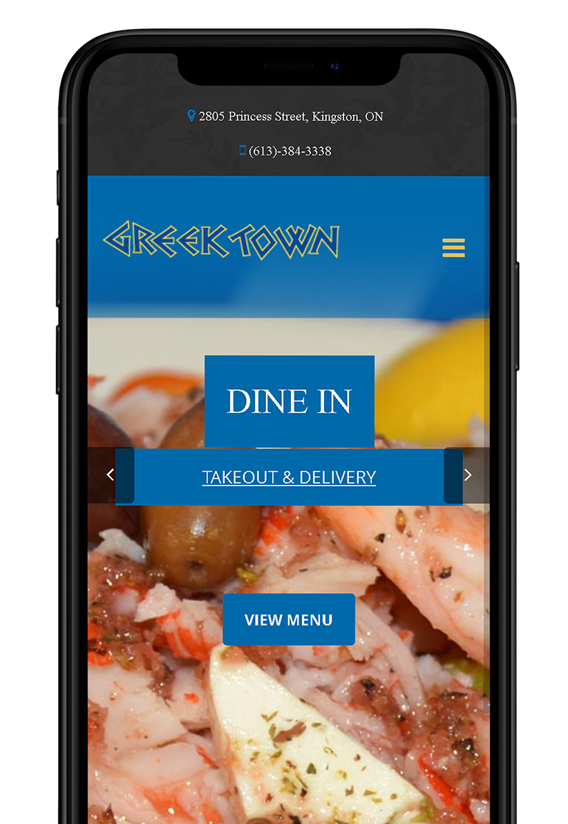 Greektown Mobile Look of Homepage