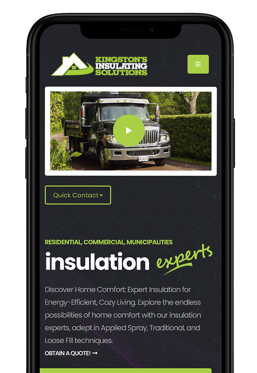 Kingston's Insulating Solutions, Mobile Look of Homepage