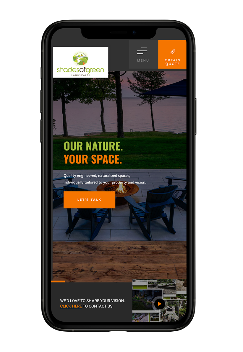Shades of Green Landscapes, Mobile Look of Homepage
