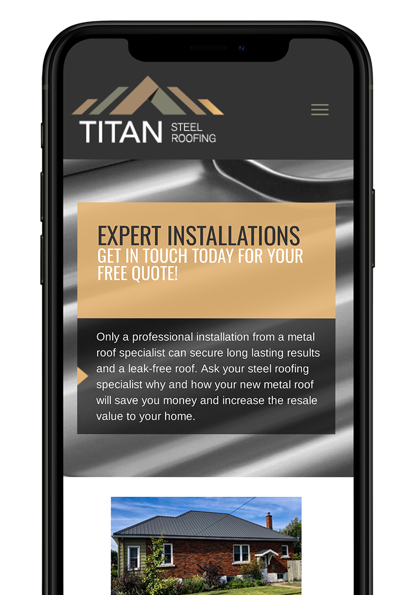 Titan Steel Roofing Mobile Look of Homepage